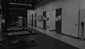 Modern sports medicine treatment facility featuring rehabilitation spaces and injury care.