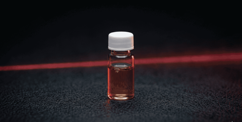 Small vial of BPC-157 peptide for injury recovery, used in sports medicine to promote healing and tissue repair.